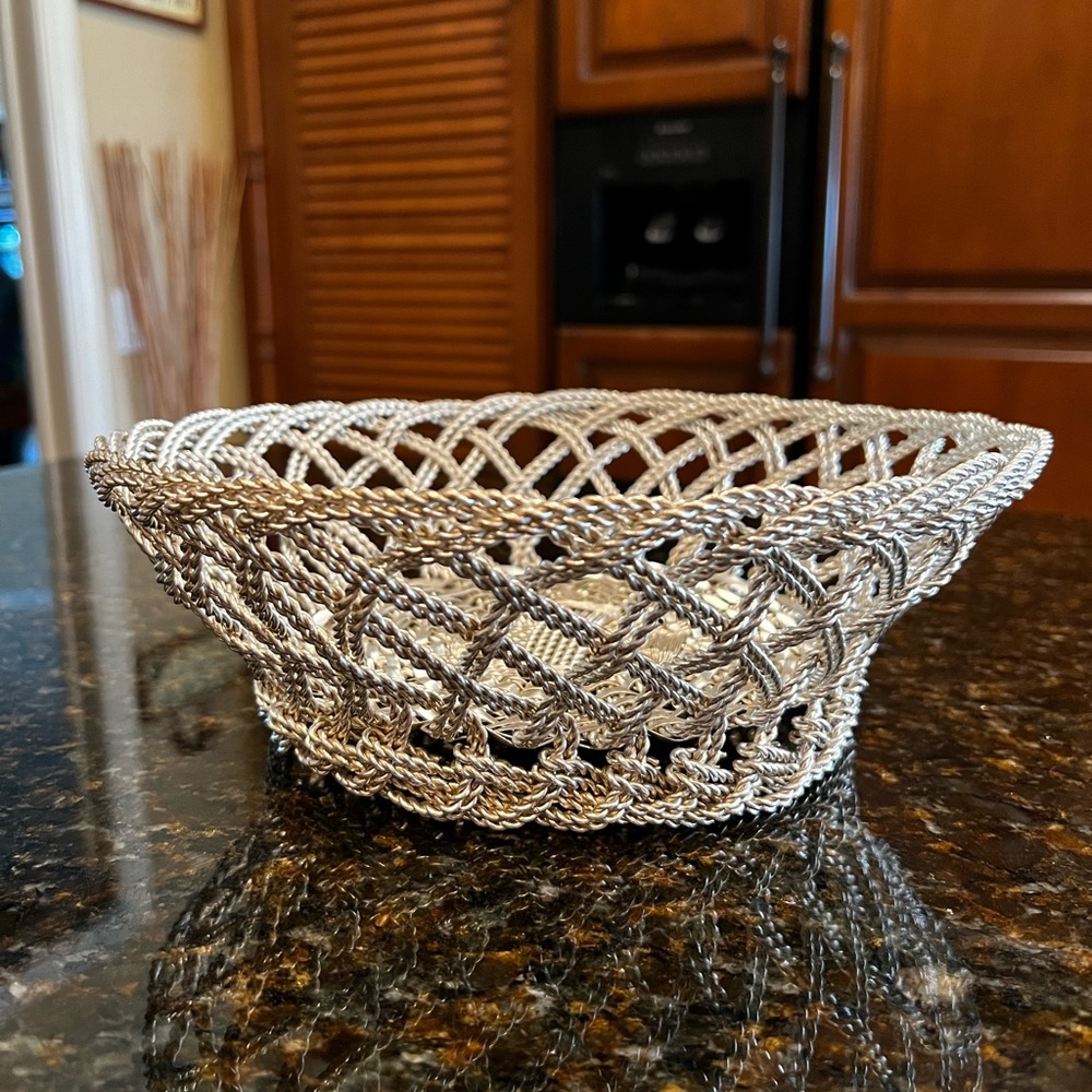 Elegant Gold Metal Round Basket